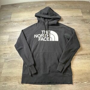 The North Face Hoodie Womens XS Black White Logo Pullover Fleece Sweatshirt